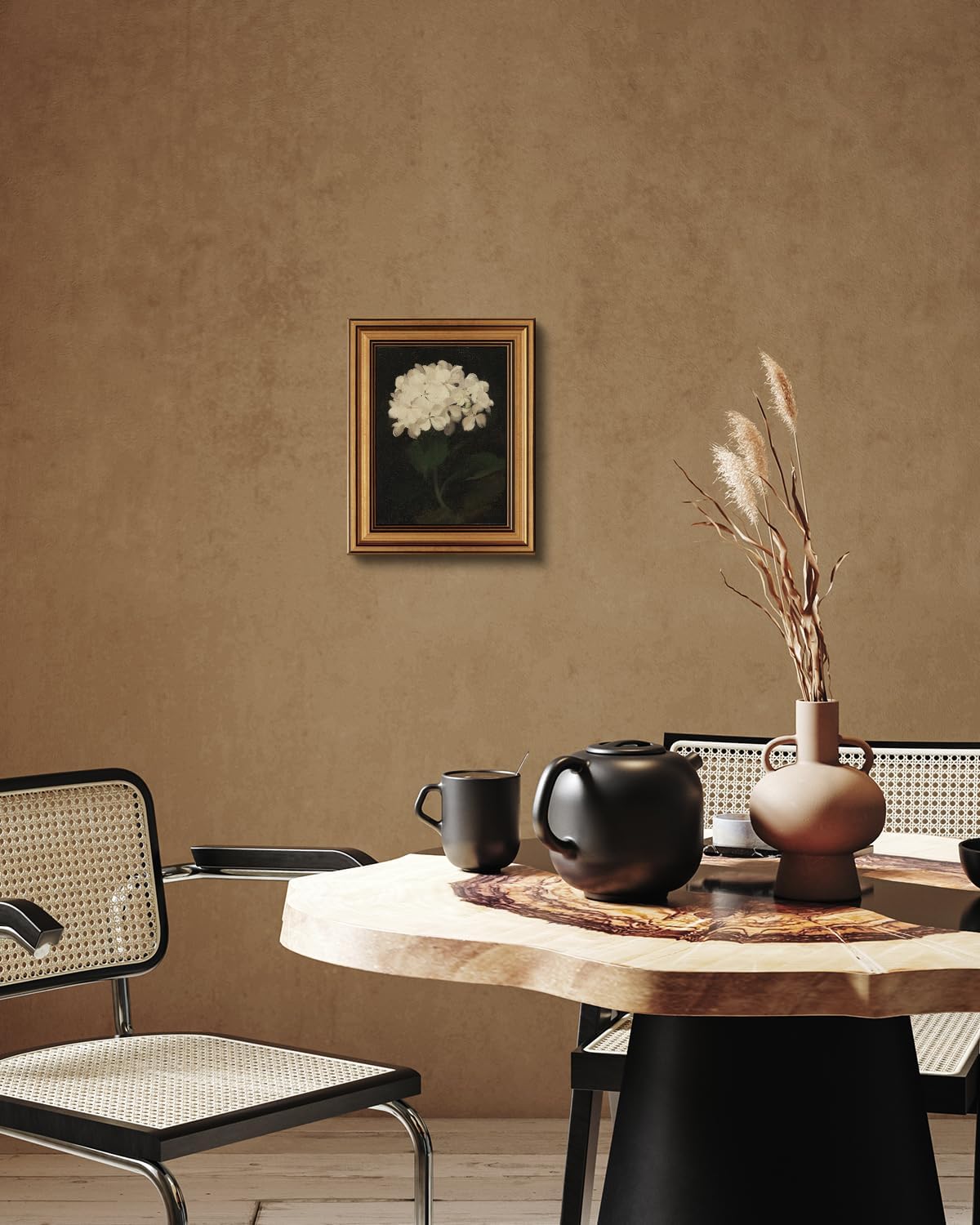 Gold Framed Vintage Wall Art for Living Room, Flowers Painting Canvas Prints Shelf Decor for Kitchen, Aesthetic Bedroom Wall Art, Christmas Gifts for Friends or Family (White Hydrangea 8"x10")