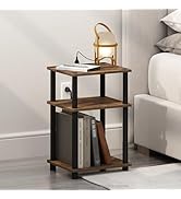 Furinno Basic Coffee Table, 2-Tier Modern Coffee Table with Open Shelf, Easy Assembly Side Table, for Living Room, Bedroom, Home Office, Amber Oak