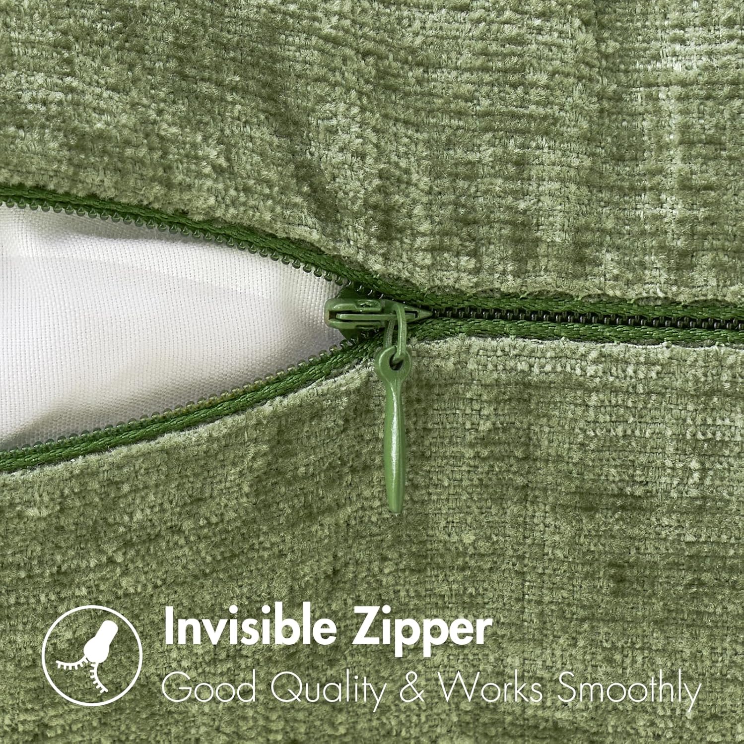 MIULEE Pack of 2 Couch Throw Pillow Covers 18x18 Inch Spring Soft Sage Green Chenille Pillow Covers for Sofa Living Room Solid Dyed Pillow Cases