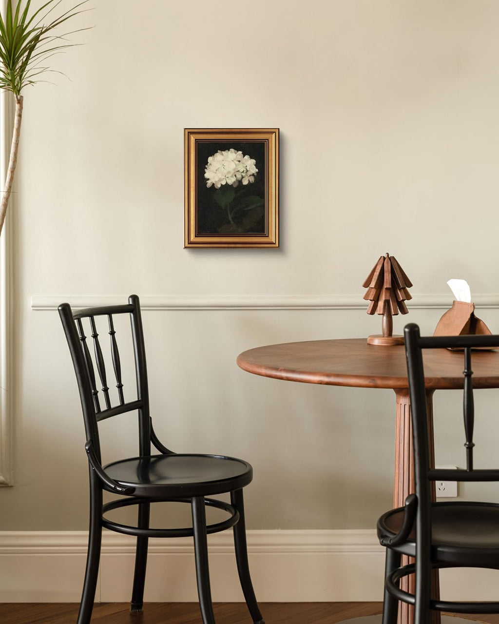 Gold Framed Vintage Wall Art for Living Room, Flowers Painting Canvas Prints Shelf Decor for Kitchen, Aesthetic Bedroom Wall Art, Christmas Gifts for Friends or Family (White Hydrangea 8"x10")