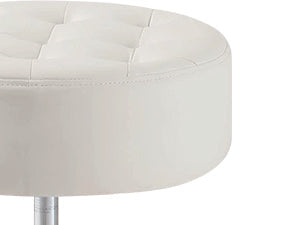 Mid-Century Tufted Adjustable Swivel Makeup Ottoman Stool; Modern Big Size Round Vanity Stool Chair for Bedroom Living Room (White)